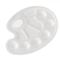 Палитра д/рисования ЮНЛАНДИЯ белая, овальная, 6 ячеек д/красок и 4 д/смешивания, европодвес, 227806