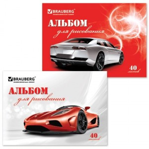 Альбом д/рисования, 40 л., BRAUBERG, обл. карт., "Автостиль", 2 вида, 102852