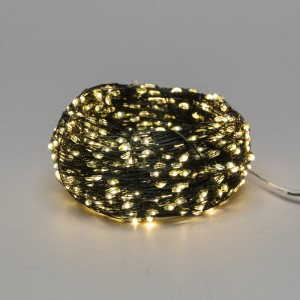 Гирлянда-нить "Роса" 100м., 1000LED, теплый белый, IP20 темн-зел шнур 3м, контрол Neon Night 303-296