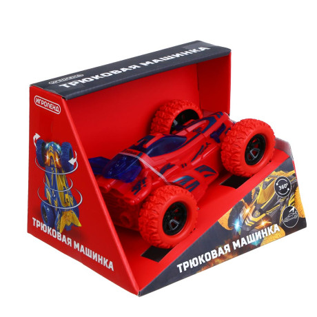 ИГРОЛЕНД Машинка трюковая, свет, разворот, 3хLR41, АBS, РР, 12x9,5x5,5см, 4 дизайна