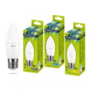 Ergolux свеча C35 E27 9W(780lm 220°) 4500K 4K матовая 112x38 пластик/алюм. LED-C35-9W-E27-4K