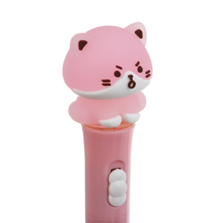 Ручка гелевая черная 0,5мм, с LED подсветкой "Котики", 4 вида