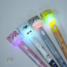 Ручка гелевая черная 0,5мм, с LED подсветкой "Котики", 4 вида