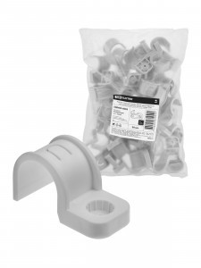 TDM скоба крепежная д/трубы 25 мм односторон д/прям монтажа (уп 50 шт, цена за шт) серая SQ0405-6003