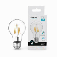 Gauss Elementary Filament ЛОН А60 Е27 11W(930lm) 4100К 105х60 филамент (нитевидная), прозр 22221
