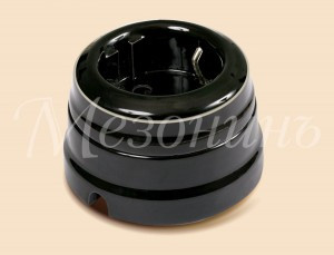 МЕЗОНИНЪ роз. фарфор двухполюсная, с з/к с рамкой 16А, IP20, платина на черном, ПЕТЕРГОФ GE70301-52