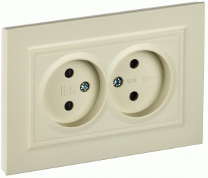 IEK BRITE роз. СУ 2 мест. 10A бежевый (шторки) РСш12-2-БрКр BR-R23-10-K10-F