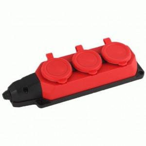 AY-KA (АЙКА) колодка ОУ тройная 3гн. каучук 2P+PE 1x16A 220-240V IP44 красная (Турция)