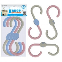 Крючок навесной &quot;S&quot; 12*5см, 3 шт/уп (кратность 6шт!!!), пластик VL27-53 Мультидом