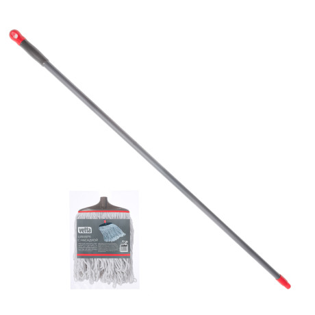 Vetta Швабра с насадкой из хлопка, вес 240 гр., длина ручки, 148 см