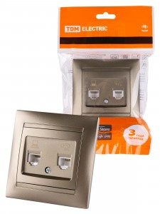 TDM Лама роз. СУ телефонная RJ11 + компьютерная RJ45 бронза SQ1815-0719