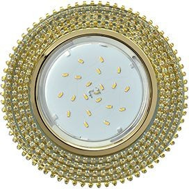 Ecola GX53 H4 св-к Стекло Круг c прозр.стразами золото-золото фон зерк. 40x120 FG53RGECB (10!)