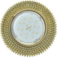 Ecola GX53 H4 св-к Стекло Круг c прозр.стразами золото-золото фон зерк. 40x120 FG53RGECB (10!)
