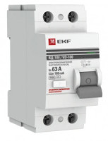EKF PROxima выкл. дифферинциальный УЗО ВД-100 2P 63А 100мА тип AC 4,5кА эл-мех elcb-2-63-100-em-pro
