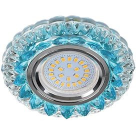 Ecola LD7009 MR16 GU5.3 св-к Круг "Кристалл" подсветка 4K Голубой/Хром 30x95 FB16CCEFB (10!)