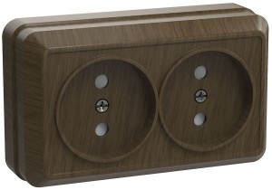 IEK ОКТАВА роз. ОУ 2 мест. без з/к 10А ДУБ (темное дерево) РС22-2-ОД