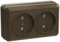 IEK ОКТАВА роз. ОУ 2 мест. без з/к 10А ДУБ (темное дерево) РС22-2-ОД