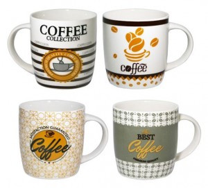 Кружка 360мл Кофе 4 дизайна фарфор (кратность 12шт!!!) МФК MFK20360