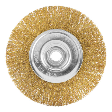 Щетка для УШМ, 125 мм, М14, плоская, латунированная витая проволока Matrix