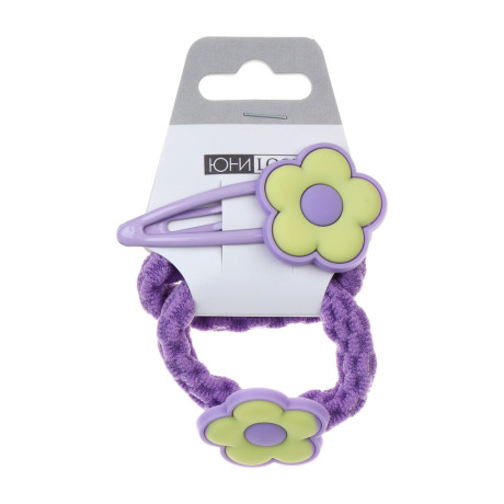 ЮНИLOOK Набор детских резинок для волос 2 шт и заколка 1 шт, d4см, 5см, металл, ПЭ, ТПР, 6 дизайнов