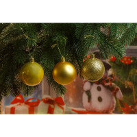 Шар Т259 6шт 6см (акрил/мат/блес) золото (140)