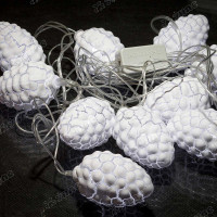 Гирлянда ШИШКИ"мятые" LXQ-18 10ламп 6см.белые насадки. теплый белый свет