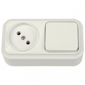 Bylectrica Вариант Блок (1 кл. выкл. 10А + роз 16А) ОУ (корп. ABS) бежевый В-РЦ-7111