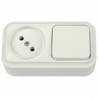 Bylectrica Вариант Блок (1 кл. выкл. 10А + роз 16А) ОУ (корп. ABS) бежевый В-РЦ-7111