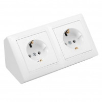 Bylectrica СТИЛЬ розетка угловая ОУ 2 мест. 16A бел. (земля) IP20 РА16-752