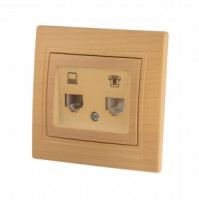 Lezard Мира роз. телеф./компьют. СУ 2 мест. ясень (RJ11+RJ45) (корпус PC) 701-4747-143