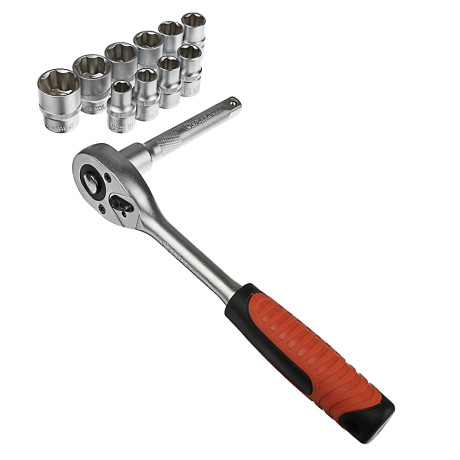 ЕРМАК Набор профессионального инструмента, 12 предм., 1/2" (головки, удлинитель и трещотка)