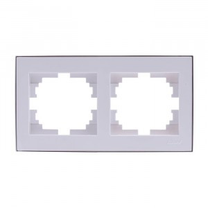 Lezard RAIN рамка 2 мест. горизонт. бел. с бок. вст. хром (PC) 703-0225-147
