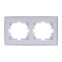 Lezard RAIN рамка 2 мест. горизонт. бел. с бок. вст. хром (PC) 703-0225-147