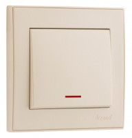 Lezard RAIN выкл. СУ 1 кл. жемчужно-бел. металлик, инд. (корпус PC) 703-3030-111