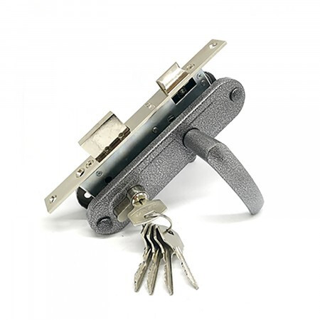 Замок врез ЗВ7-70.4-02 Зенит (серебро, м/о-70мм, 5кл.) с ручками   \15