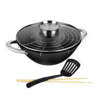 SATOSHI Казан чугун,28см,3,6л,антипр.покр,нерж.ручк,решетка, стекл.крыш,нейлон.лопатка,бамб.палочки