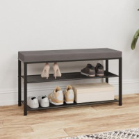 Банкетка Торонто 33С, каркас черный, сиденье серое, 88,5*30*49см, до 120кг БТ33СЧС под заказ ЗМИ