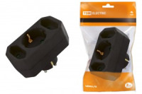 TDM разветвитель (тройник) 3роз. 2,5 А под плоскую вилку , земля, черный SQ1806-0301