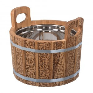 Ушат "шайка" 10л "Цветочный орнамент" c нерж.вставкой, дуб, 33372 Банные штучки