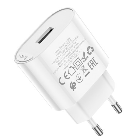 hoco. Зарядное устройство модель C109A, USB-A 10.5W, цвет: белый