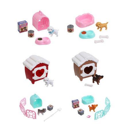 ИГРОЛЕНД Питомец с акс. "Дружок в будке" ABS, PP, 8х5х12 см, 6 диз.
