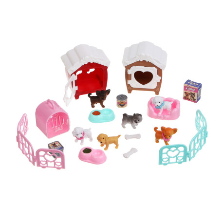 ИГРОЛЕНД Питомец с акс. "Дружок в будке" ABS, PP, 8х5х12 см, 6 диз.