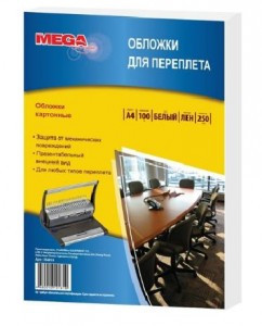 Обложки для переплета картонные ProMega Office белые, лен, A4, 250 г/м2, 100шт/уп