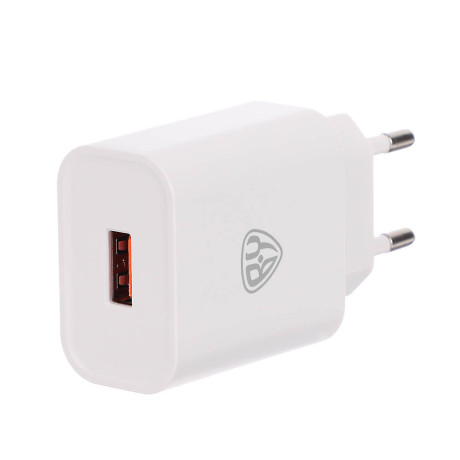 BY Комплект СЗУ Simple 18Вт, USB-A QC+ кабель Type-С, 3А, 100см, 110-240В, 50-60Гц, пластик, белый