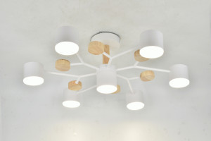 General Люстра 7GX53 50W 665х205 230V белый, мет/дер Альберто без пульта IP20 662218