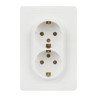 Розетка двухместная скрытой установки Intro Style с заз. 2x2P+E, 16А-250В, IP20, СУ,7-205-01, белый