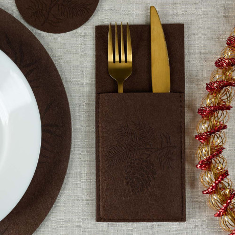 PROVANCE Фелиз Подставка фетровая под столовые приборы, 2шт в комплекте, 100% полиэстер, натуральный