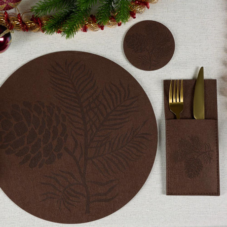 PROVANCE Фелиз Подставка фетровая под столовые приборы, 2шт в комплекте, 100% полиэстер, натуральный