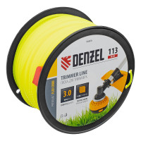 Леска для триммера зубчатый квадрат, 3,0мм х 113м, на DIN катушке FLEX CORD Denzel