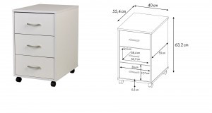 Тумба с ящиками Polini kids Mirum, на колесах, 40х55 см, белый (В621хД40хГ55см) (мест 1)